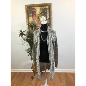 Express Women's Size SP Tunic Knit Sweater Cardigan Open Raglan Sleeve Gray